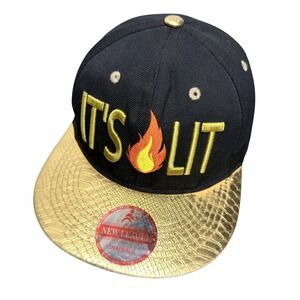 It's Lit Snapback Hat Black Gold Flame New League Youth Adjustable Cap